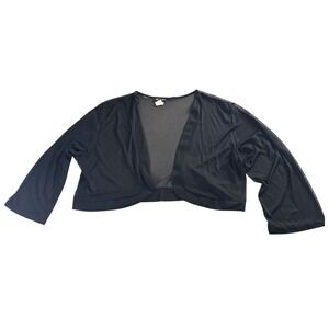 C.O.C. Bolero Shrug Women 2X Black Sheer Mesh Open Front Cropped Cardigan